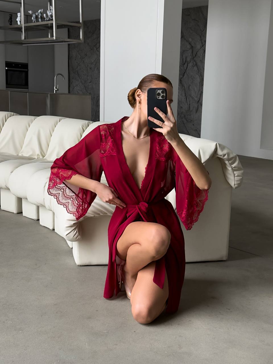 Mirage Premium Kırmızı Sabahlık & Bodysuit Seti