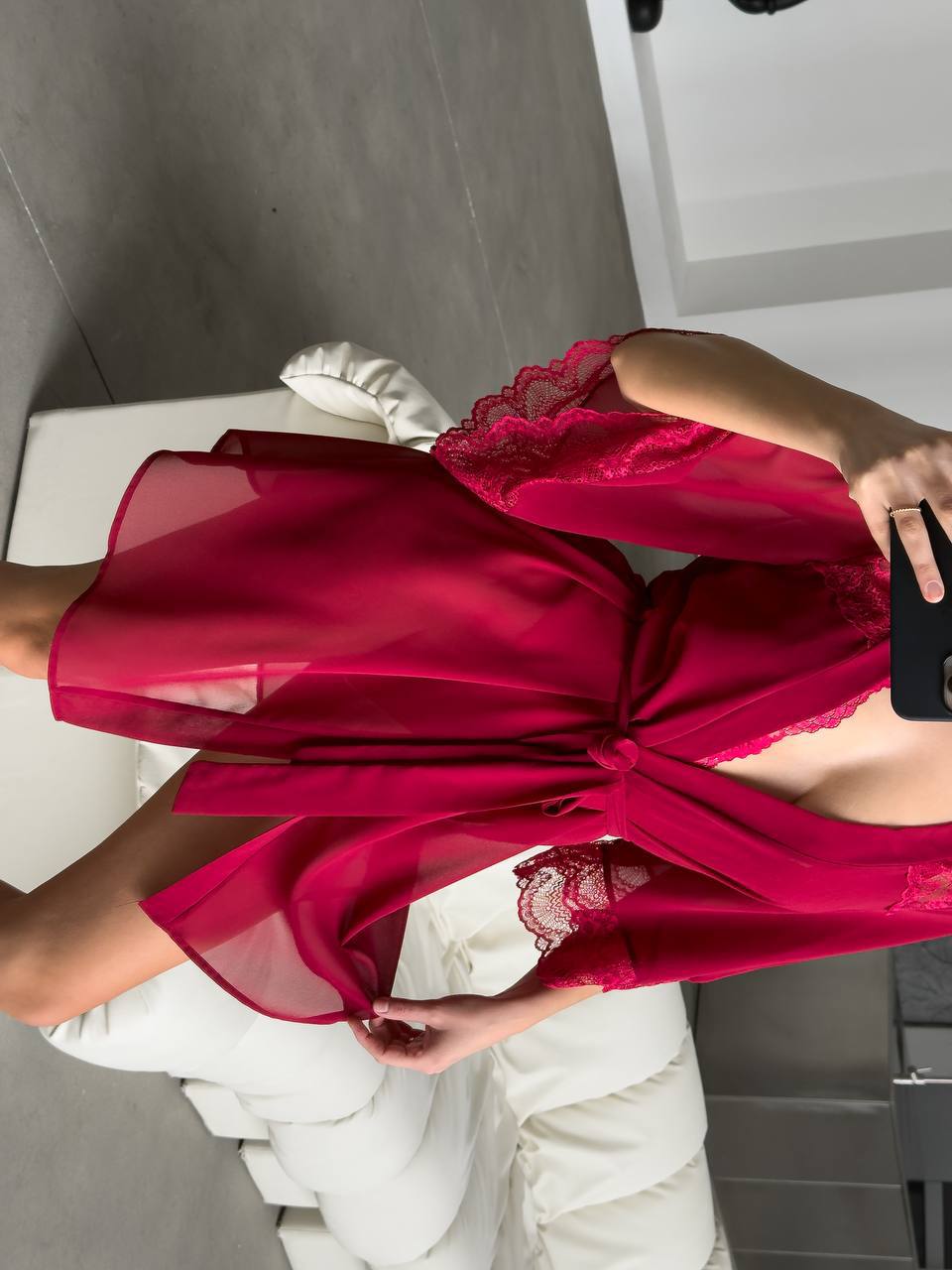 Mirage Premium Kırmızı Sabahlık & Bodysuit Seti