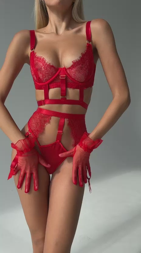 Jennie Kırmızı Jartiyer Takım